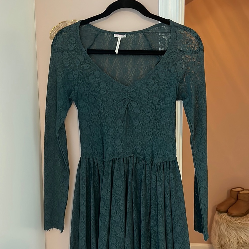 Free People dark green lace dress